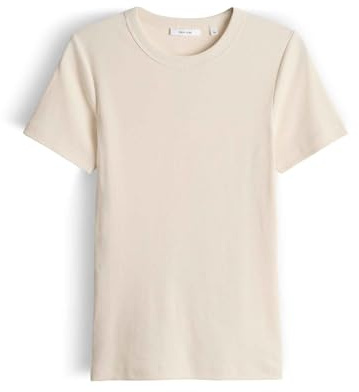 OPUS Damen Kurzarmshirt | SAMUNA Feines Rippshirt Slim aus BCI Cotton Mix Natural Glaze, 42