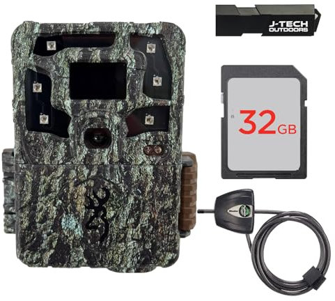 Browning Strike Force Pro X 1080 Trail Game Camera Bundle Includes 32GB Memory Card and J-TECH Card Reader and and Python Cable Lock (24MP) | BTC5PX1080