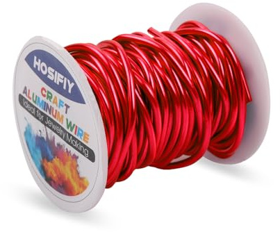 3mm Filo per Craft, Filo in Alluminio Rosso, Filo per Gioielli per Sculture Fai-da-Te, Modellismo, Creazione di Gioielli, Arte Floreale e Tessitura con Filo (Rosso, 10Metri)