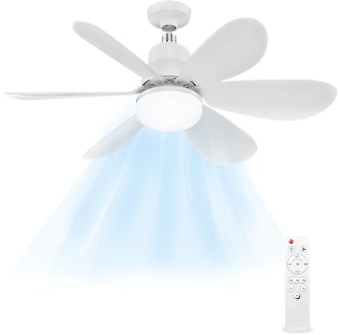 FREE3VITA Ceiling Fans with Lights and Remote Control, Ceiling Fan Light with 6 Blades Supports, E27 Bayonet Fixture, 3 Speeds Adjustment, Fan Light Ceiling for Bedroom, Living Room, Kitchen