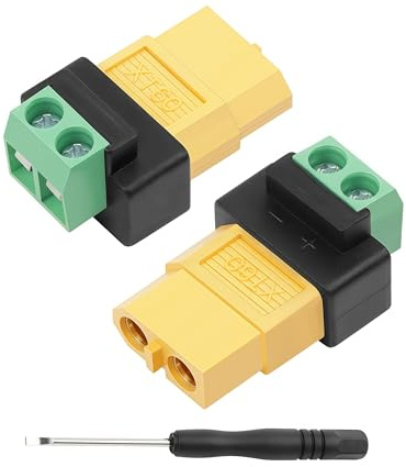 GELRHONR XT60 Adapter,XT60 Buchse auf 2-Polige Klemmen Adapter,Lötfreie Verbindung für Lithium-Akkus, RC-Modelle, Drohnen und DIY-Projekte (2 Stück)