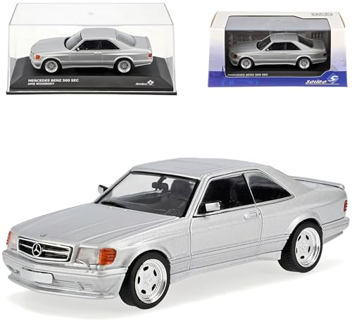 Generisch Mercedes-B S-Klasse W126 560 SEC AMG Widebody Coupe Silber 1979-1991 1/43 Solido Modell Auto