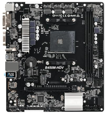 Scheda Madre Fit For ASRock B450M-HDV R4.0 Con 2 Memorie DIMM DDR4, M. AM4, Supporta CPU Ryzen 5 5600 5600G R7 5700X3D scheda madre