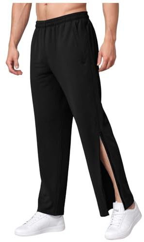 Reha Hose Damen Herren mit Reissverschluss Am Bein Jogginghose Seitlich Zu öFfnen Sporthose Lang Trainingshose Lockere Freizeithose mit Taschen