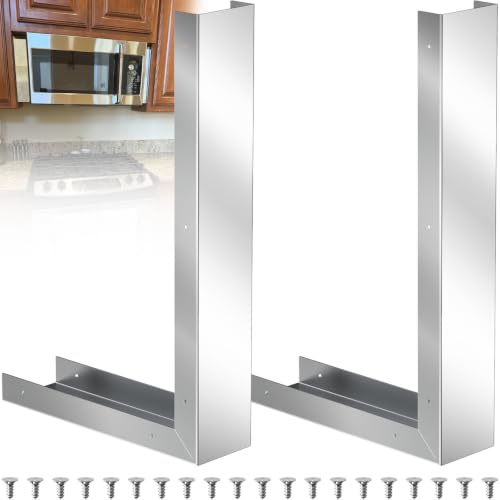 IRENPORU 2 Pcs Stainless Steel Microwave Trim Kit 3 Wide Built-in Microwave Side Panel Filler Kit 17 H Range Countertop Oven Gap Filler Panel with Screws
