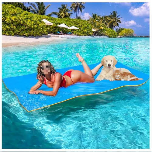 Matelas Mousse Piscine,Tapis Flottant Piscine pour Adultes, Lac, Piscine, Plage,Yacht,Bouée Flottant,Hamac Tapis d'eau Flottant,Bleu,180X90x3.3cm