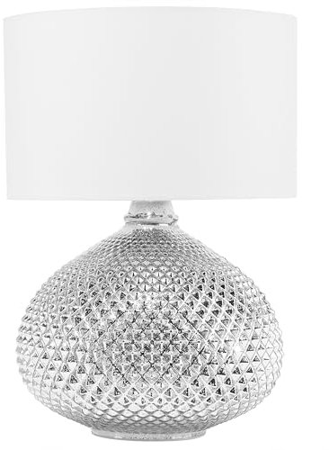 Trendy Tischleuchte silberfarbenes Glas Poly-Baumwolle Madon