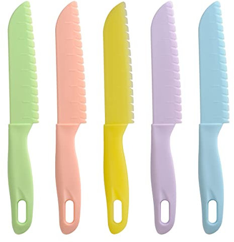 ONUPGO 5 pièces enfants Chef couteau en nylon/couteau à fruits pour enfants, couteau à laitue ou couteau à salade