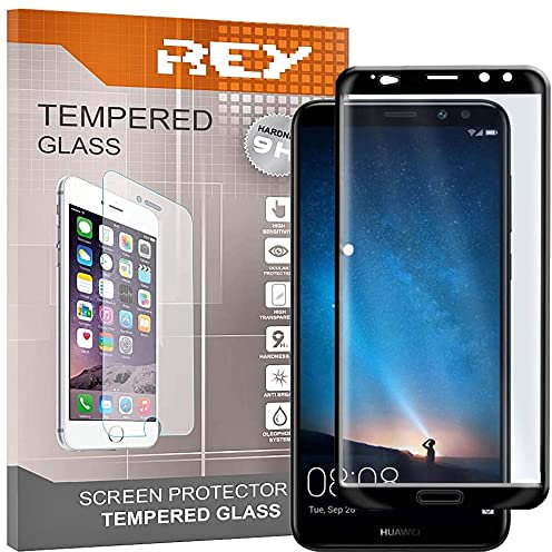 REY 2X Protector de Pantalla 3D para Huawei Mate 10, Negro, Protección Completa, 3D / 4D / 5D