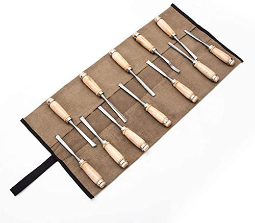Super Tool Roll Bag, Waxed Canvas Tool Pouch Tool Bags, Multi-Purpose Woodworking and Carving Hand Tool Storage Organizer,Tool Wrap Roll Organisers, Screwdriver Spanner Roll,Tool Gifts for Men