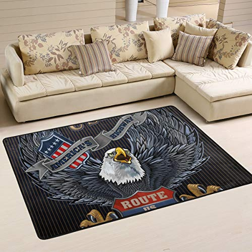 Mnsruu Flächenteppich 183 x 122 cm, Amerikanischer Adler mit USA-Flagge Bedruckter Teppich Wohnzimmer Dekor Bodenmatte Teppich für Schlafzimmer