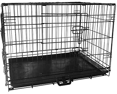 Signzworld Puppy Dog Crate 2 Doors 30 inch with Removal Tray Folding Metal Pet Training Cage Animal Carrier Medium