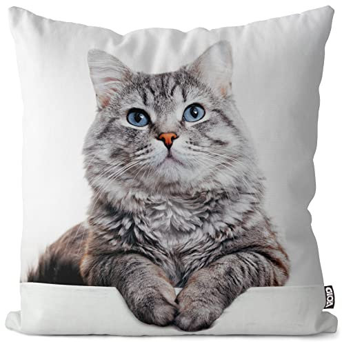 VOID Graue Katze getigert Kissenbezug Kissenhülle Sofakissen Kissen Deko Outdoor-Kissen Dekokissen, Kissen Größe:50 x 50 cm