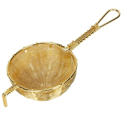 Tea Infuser,Stainless Steel Tea Strainer and Bowl,15cm/5.9inch Copper Tea Strainer with Handle, Hand Made Tea Infuser Fine Mesh Loose Tea Steeper,Reinforced Frame for Tea