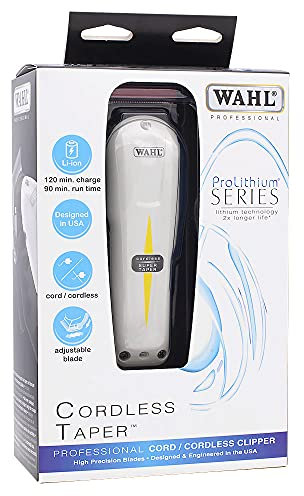 Wahl Professional Cordless Super Taper - Haarschneidemaschine - Kabelloser Profi-Haarschneider für Unisex-Erwachsene - Weiß/Schwarz