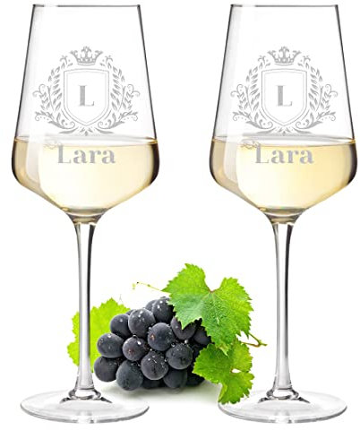 Leonardo Puccini Weinglas 2er-Set 560 ml mit Wunschgravur - Motiv Wappen - personalisiert - Weintrinker - spülmaschinenfest - Kristallglas - Mann, Frau - Geburtstagsgeschenk - Wine, Glass
