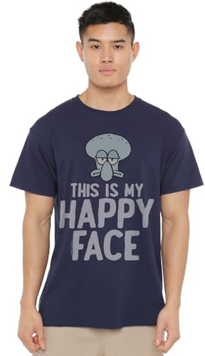Cotton Soul Spongebob Schwammkopf Happy Face Herren-T-Shirt, Marineblau, navy, M