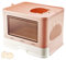 Arenero Gatos Cubierto con Cajon,Arenero para Gatos Grande XXL Cerrado Caja de Arena Plegable Cagadero Gato sin Olores con Cepillo de Masajeador Pala y Filtro48,5 * 36,5 * 38 cm - Rosa