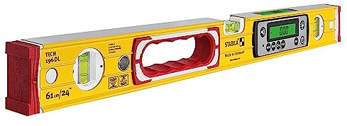 STABILA Digitale Wasserwaage TECH 196 DL, 61 cm, wasser- und staubdicht nach IP 67, 2 Digital-Displays, kalibrationsfrei, Anzeige-Modi: °,%, mm/m, in/ft, Tasche