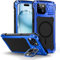 Lanhiem for iPhone 15 Case, [Tempered Glass Screen Protector][Camera Kickstand] Heavy Duty Shockproof Cover for 15 Metal Tough Case, Full Protective Case for iPhone 15 (Blue)