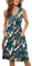 MOLERANI Lässige Kleider für Damen, Sommer, ärmellos, Boho-Stil, florales Button-Down-Sommerkleid mit Taschen (Blattdruck, L)