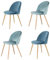 EGOONM 4er Set Esszimmerstühle Küchenstühle Samt Weich Kissen Sitz und Rücken Mit Hölzernen Metallbeinen Küche Stühle (Blau+Grün, 4er Set)