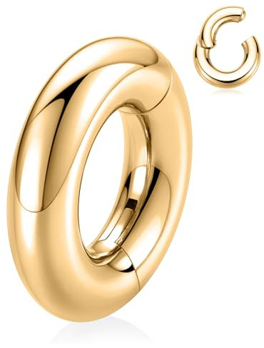 AROWRO 0g Nahtlos Ohr Gewicht Hoop Große Spurweite Ohrringe Für Gedehnte Ohren Dangle Spurweite Hanger Big Septum Nose Ring Chirurgenstahl Plug Tunnles Für Lobe Stretching Große 16mm Gold