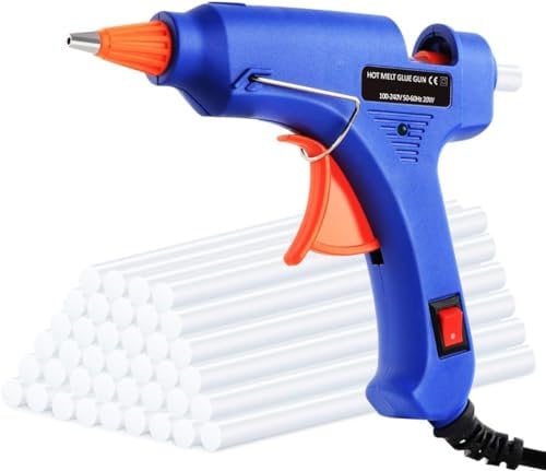 Hot melt Glue Gun, 20W Mini hot Glue Gun, with 50pcs 7mmx150mm hot Glue Strips, Used for Crafts, Home Repair, Fabrics, Wood, Glass, Cards, DIY Art Switch (7mm)