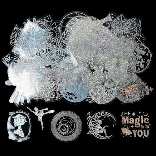 200 Blätter Scrapbooking Sticker, Scrapbook Sticker Fotoalbum Sticker, Scrapbooking Aufkleber, PET Laser Journal Sticker für DIY Fotoalbum Journaling Sticker (Magical Girl-Serie)