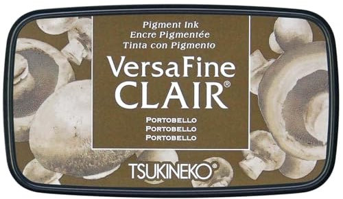 Tsukineko VF-CLA-454 VersaFine Clair Stempelkissen-Braun, Portobello-Groß-Deckend, Wasserfest, Beständig Gegen Ausbleichen-Embossing, pad size: 7.6 x 3.5 cm