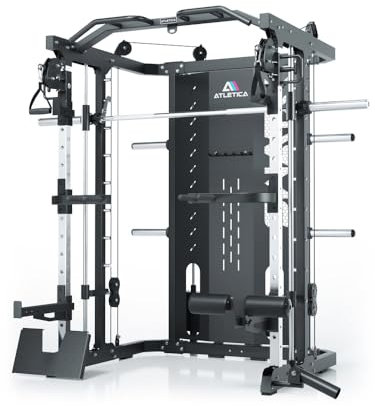 ATLETICA SWAT Multipresse | Performance Version | All-in-one-Kraftstation 226 cm Höhe | Power Rack, Smith Machine & Dualer Kabelzug mit 2x75kg Gewichtsblock