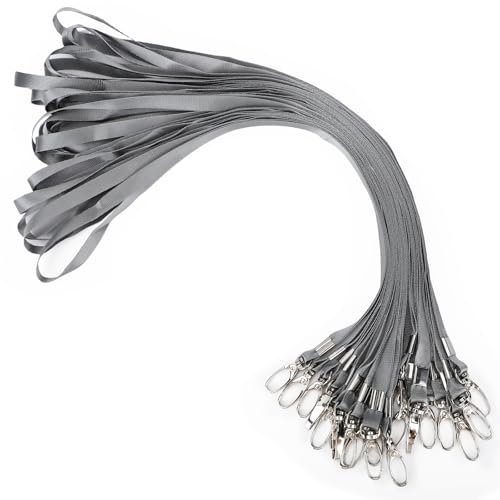 Segus Schlüsselbänder, 20 Stück Schlüsselbänder zum Umhängen, Lanyards mit Karabinerhaken, Schlüsselanhänger Band für Büro, Schule, Krankenhaus, Fabrik (Dunkelgrau)