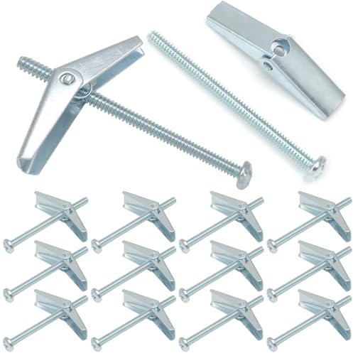 Rierdge 12 tasselli per cartongesso da 1/4 x 3 pollici, bulloni a levetta in metallo, tasselli a farfalla, bulloni a levetta in acciaio inox per appendere oggetti pesanti su legno a secco