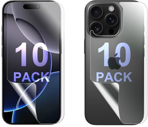 Set di 10 pellicole protettive per schermo in PET morbido per Apple iPhone 16 PRO anteriore e posteriore