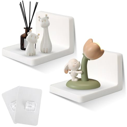 Demarsen Wandregal Klein 2er-Set 10cm Weiß Acryl Wandregale Mini Regal Ohne Bohren Kleines Regal Wand für Schlafzimmer, Spielzimmer, Wohnzimmer, Badezimmer, Esszimmer, Büro