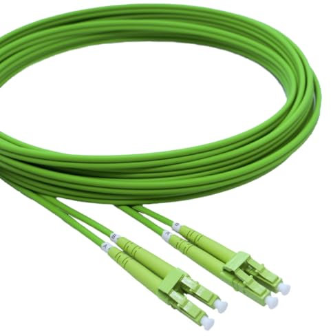 Conectra® - Glasfaser Patchkabel | OM5 | Duplex | LC/UPC auf LC/UPC | Farbe Grün | ideal für FTTH Heimnetzwerke | LWL Lichtwellenleiter Glasfaserkabel (Länge 2 Meter)