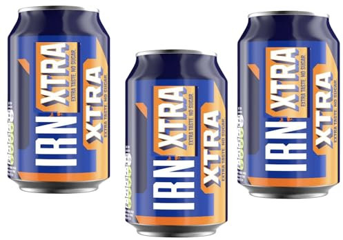Irnn Bruu Xtra No Sugar Soft Drink Can 330ml - Sparkling Low Calorie Flavoured Soft Drink with Sweeteners (9 x Cans)