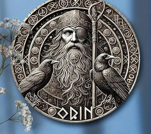 Generisch Wikinger Odin Hugin Munin Metall Schild Wand-Deko Thor Hammer Wandbild wall