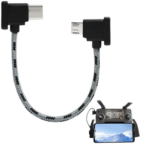 Cavo Telecomando DJI USB C, Cavo USB C per DJI, Mini SE Mavic Mini Air, Spark Mavic 2 Pro, Adattatore per Controller Drone Smartphone Tablet, Ricarica Trasferimento Dati, Design Angolo