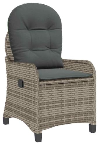 MOBCANT Modern Liegestuhl & Relaxsessel Grau Poly-Rattan Gartenstühle mit Verstellbarer Rückenlehne Gartenstuhl für Garten, Terrasse, Balkon (56 x 66 x 95 cm)
