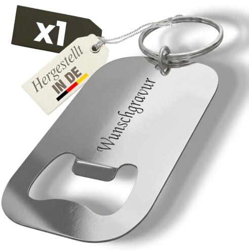 Gravurtastisch Flaschenöffner personalisiert mit Gravur - Bieröffner mit Wunschtext - Geschenk für Papa und Männer - Vatertag Hochzeit Gastgeschenk - Edelstahl (1)