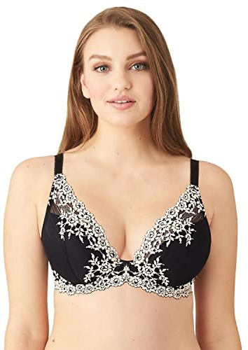 Wacoal Women's Embrace Lace Contour Bra Plunge, Black, 34E