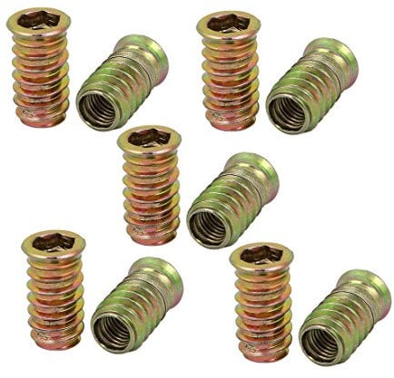 sourcing map 10 Stück M10x30mm Verzinkter Innensechskant Antrieb Senkkopf Einsatz Mutter für Holz