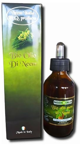 ARGAN ITALIA - Olio di Neem per Persone, per Pelle, Capelli, Unghie (100ml) Certificato ECOCERT e BIOCERTITALIA, Olio di Neem Puro, allevia gli Inestetismi della Pelle, Acne, Made in Italy