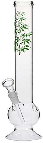 Glas Bong mit Blattverzierung - 30 cm, 14,5 mm - Head&Nature Bong-Kollektion