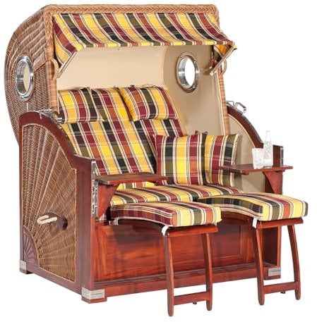 Sunny Smart Strandkorb Rustikal 500 Plus Comfort 1216, BxTxH: 140x95x160 cm, Natura-Braun