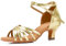 VASHCAME-Chaussures a Talons Hauts de Danse Latine Sandales pour Femme d'or 37 (Tacón-5cm)