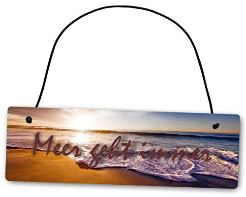 Homeyourself Metallschild Meer geht Immer 25 x 8 cm aus Alu Verbund (Alu, Kunststoff) für In- und Outdoor Deko Schild Dekoschild Wandschild außen und innen