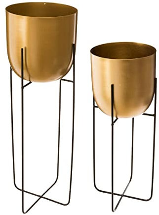 Atmosphera - Set de 2 Pots - métal - doré