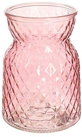 Textured Pink Glass Flower Bud Vase Jar Home Decoration Decor Ornament